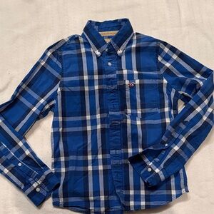 Hollister Blue Plaid Button-Up Shirt